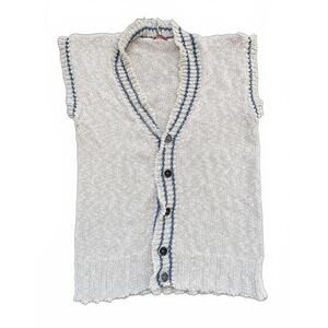 Barena Venezia‎ Sleeveless Knit Sweater Vest Navy Blue w Brown - Approx L